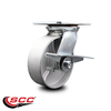 Service Caster 6 Inch Heavy Duty Semi Steel Caster with Ball Bearing and Brake SCC-35S620-SSB-SLB